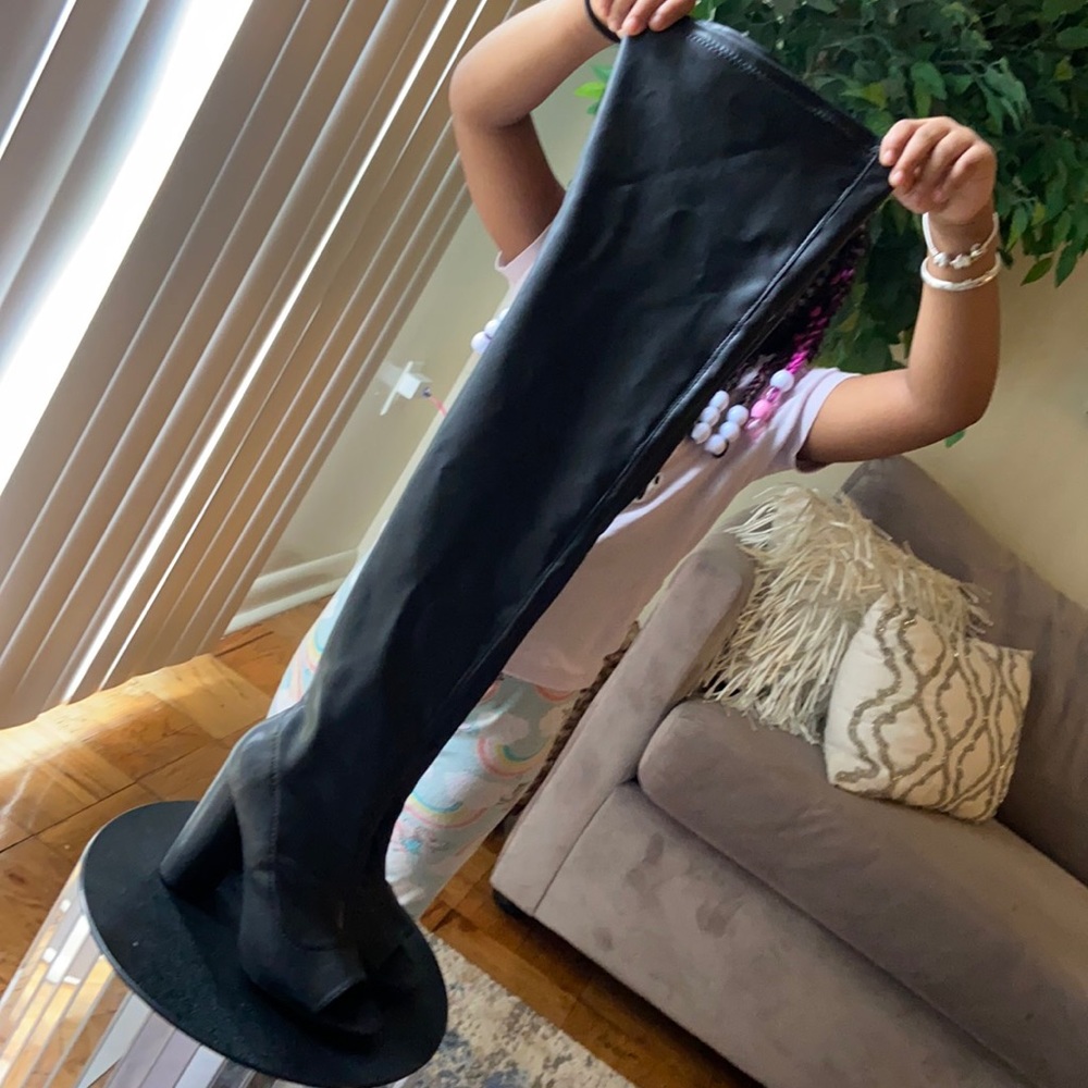 Knee high faux leather boots